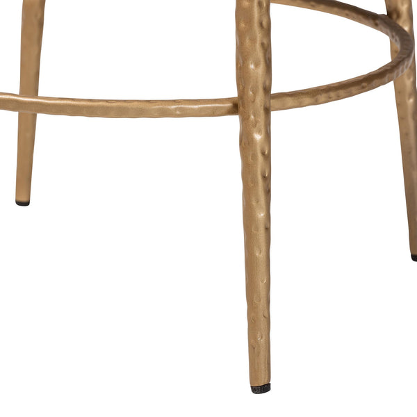 Baxton Studio Baxton Jessa Counter Stool — Hand-Forged Hammered Metal Frame, Cotton Upholstery, Integrated Footrest FUR6901-Hammered Metal-CS