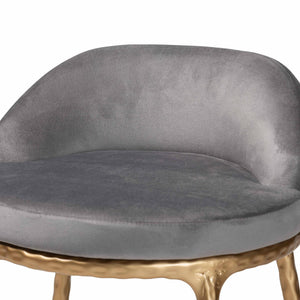 Baxton Studio Baxton Aarush Counter Stool — Hand-Forged Hammered Steel Frame, Plush Velvet Seat, Low Wingback Comfort (Fully Assembled) FUR6902-Hammered Metal-CS