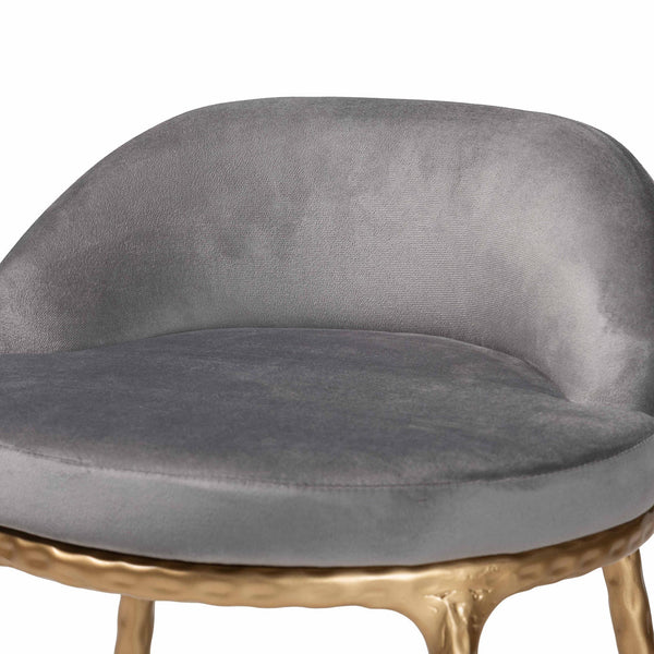 Baxton Studio Baxton Aarush Counter Stool — Hand-Forged Hammered Steel Frame, Plush Velvet Seat, Low Wingback Comfort (Fully Assembled) FUR6902-Hammered Metal-CS