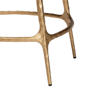 Baxton Studio Baxton Aarush Counter Stool — Hand-Forged Hammered Steel Frame, Plush Velvet Seat, Low Wingback Comfort (Fully Assembled) FUR6902-Hammered Metal-CS