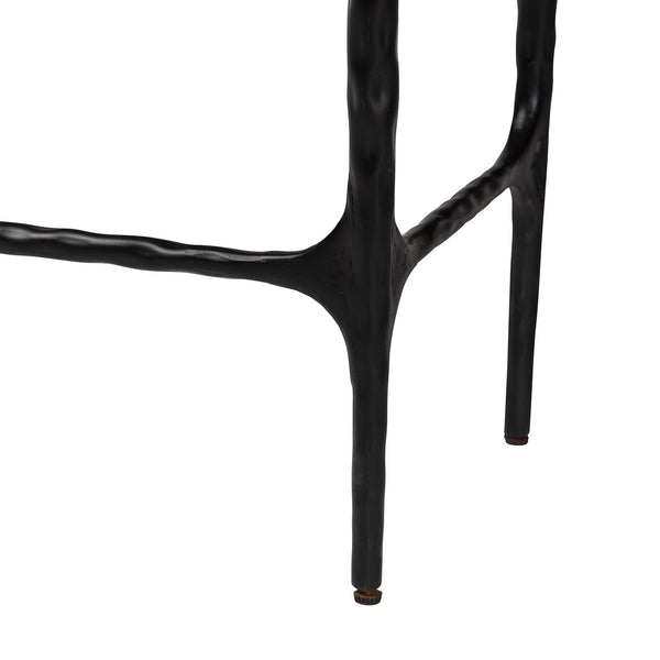 Baxton Studio Baxton Edsel Marble Console Table With Hand‑Forged Hammered Steel Frame, Rustic Modern Entryway Elegance Rectangle FUR6880-Marble Top/Hammered-Console Table
