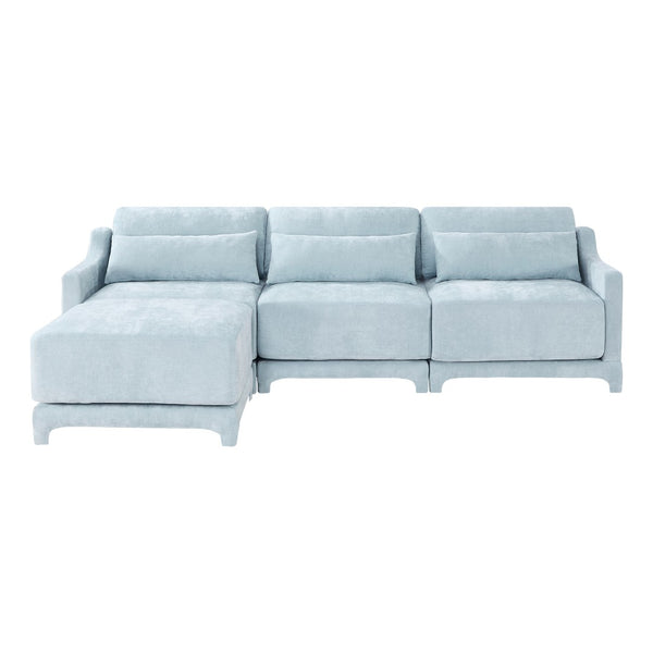 English Elm Three-Seater Chenille Sofa With Movable Ottomans - Stylish Comfort For Living Rooms & Studies W714S01207-GIGA