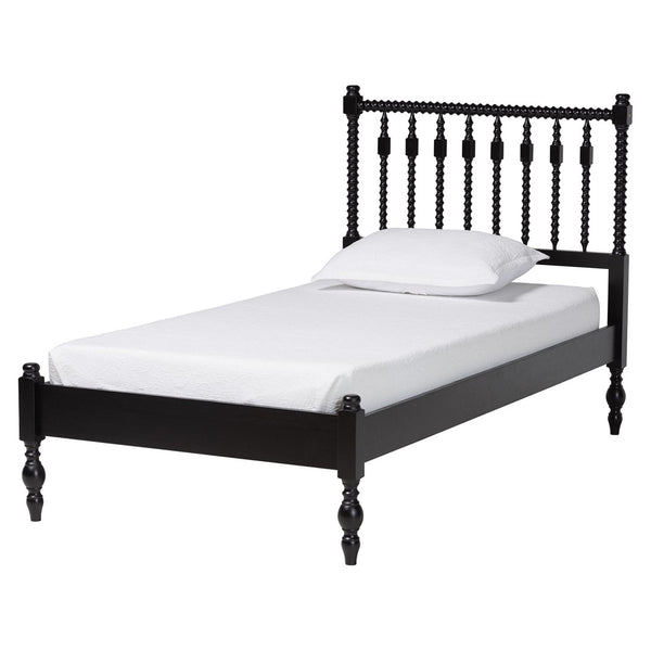 Baxton Studio Baxton Studio Callison Solid Wood Spindle Bed Farmhouse Style No Box Spring Needed Black MG0259-Black-Twin