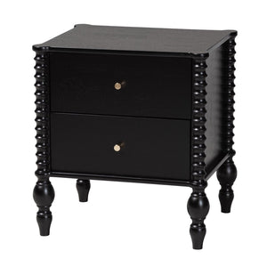 Baxton Studio Baxton Studio Callison Farmhouse Spindle Bed Set with Dresser and Nightstands for Bedroom Black Eniola-Black-Twin 4PC Bedroom Set
