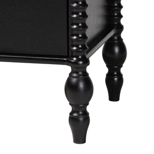 Baxton Studio Baxton Studio Callison Farmhouse Spindle Bed Set with Dresser and Nightstands for Bedroom Black Eniola-Black-Twin 4PC Bedroom Set