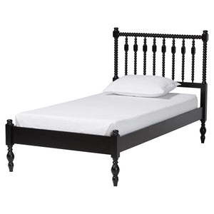 Baxton Studio Baxton Studio Callison Solid Wood Farmhouse Spindle Bedroom Set with Platform Bed and Storage Black Ebele-Black-Twin 5PC Bedroom Set