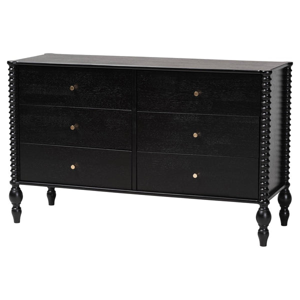 Baxton Studio Baxton Studio Callison Solid Wood Farmhouse Spindle Bedroom Set with Platform Bed and Storage Black Ebele-Black-Twin 5PC Bedroom Set
