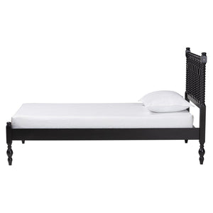 Baxton Studio Baxton Studio Callison Solid Wood Spindle Bed Farmhouse Style No Box Spring Needed Black MG0259-Black-Twin
