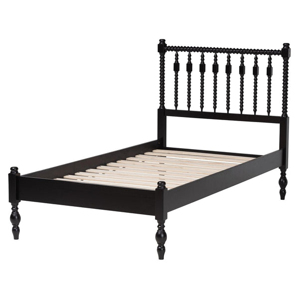 Baxton Studio Baxton Studio Callison Solid Wood Spindle Bed Farmhouse Style No Box Spring Needed Black MG0259-Black-Twin