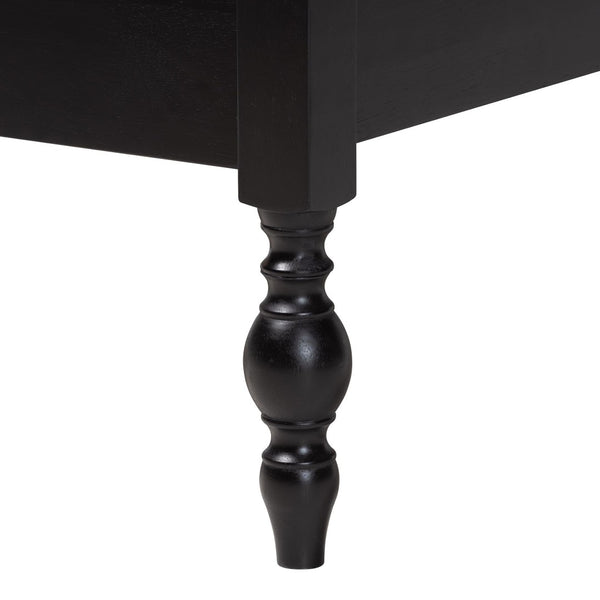 Baxton Studio Baxton Studio Callison Solid Wood Spindle Bed Farmhouse Style No Box Spring Needed Black MG0259-Black-Twin
