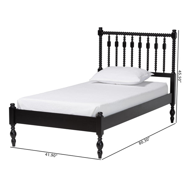Baxton Studio Baxton Studio Callison Solid Wood Spindle Bed Farmhouse Style No Box Spring Needed Black MG0259-Black-Twin