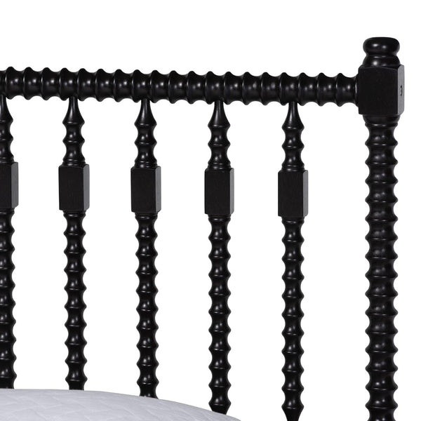 Baxton Studio Baxton Studio Callison Solid Wood Spindle Bed Farmhouse Spoked Headboard No Box Spring Black MG0259-Black-Queen