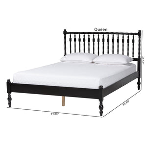 Baxton Studio Baxton Studio Callison Solid Wood Spindle Platform Bed Farmhouse Style No Box Spring Black MG0259-Black-Full