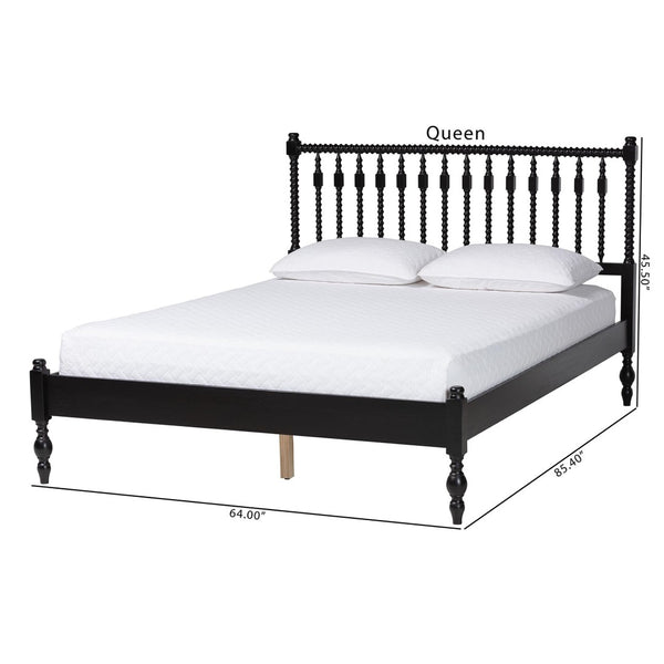Baxton Studio Baxton Studio Callison Solid Wood Spindle Platform Bed Farmhouse Style No Box Spring Black MG0259-Black-Full