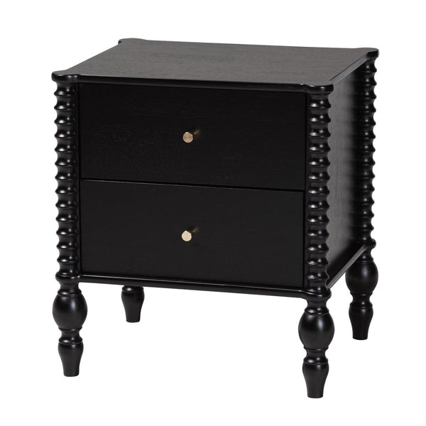 Baxton Studio Baxton Studio Callison Farmhouse Spindle Bedroom Set with Platform Bed and Storage Casegoods Black Pauline-Black-Full 5PC Bedroom Set