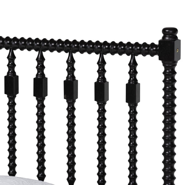 Baxton Studio Baxton Studio Callison Farmhouse Spindle Bedroom Set with Platform Bed and Storage Casegoods Black Pauline-Black-Full 5PC Bedroom Set