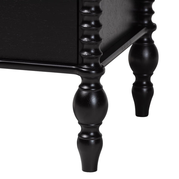 Baxton Studio Baxton Studio Denita Farmhouse Spindle Bedroom Collection with Dresser Chest and Nightstand Black Subira-Black-Full 4PC Bedroom Set