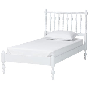 Baxton Studio Baxton Studio Callison Solid Wood Spindle Bed Farmhouse Style No Box Spring Needed White MG0259-White-Twin