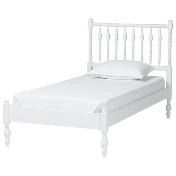 Baxton Studio Baxton Studio Callison Solid Wood Spindle Bed Farmhouse Style No Box Spring Needed White MG0259-White-Twin