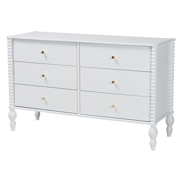 Baxton Studio Baxton Studio Callison Farmhouse Spindle Bed Set with Dresser and Nightstands for Bedroom White Monifa-White-Twin 4PC Bedroom Set