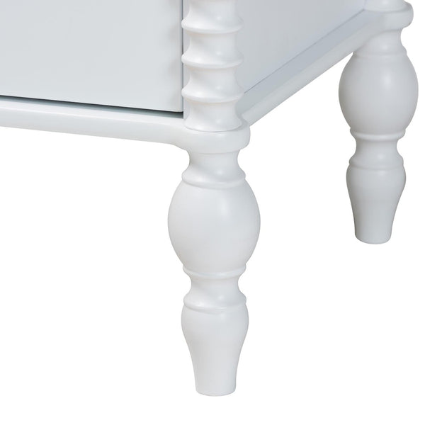 Baxton Studio Baxton Studio Callison Farmhouse Spindle Bed Set with Dresser and Nightstands for Bedroom White Monifa-White-Twin 4PC Bedroom Set