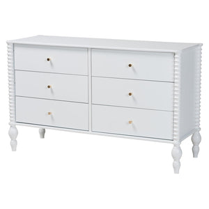 Baxton Studio Baxton Studio Callison Solid Wood Farmhouse Spindle Bedroom Set with Platform Bed and Storage White Farai-White-Twin 5PC Bedroom Set