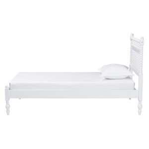 Baxton Studio Baxton Studio Callison Solid Wood Spindle Bed Farmhouse Style No Box Spring Needed White MG0259-White-Twin