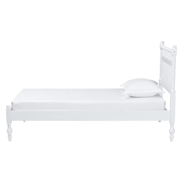 Baxton Studio Baxton Studio Callison Solid Wood Spindle Bed Farmhouse Style No Box Spring Needed White MG0259-White-Twin