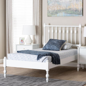 Baxton Studio Baxton Studio Callison Solid Wood Spindle Bed Farmhouse Style No Box Spring Needed White MG0259-White-Twin