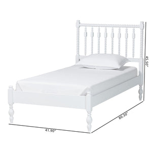 Baxton Studio Baxton Studio Callison Solid Wood Spindle Bed Farmhouse Style No Box Spring Needed White MG0259-White-Twin