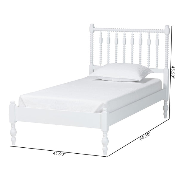 Baxton Studio Baxton Studio Callison Solid Wood Spindle Bed Farmhouse Style No Box Spring Needed White MG0259-White-Twin