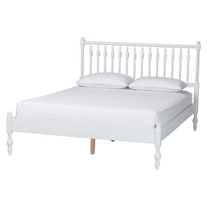 Baxton Studio Baxton Studio Callison Solid Wood Spindle Platform Bed Farmhouse Style No Box Spring White MG0259-White-Full