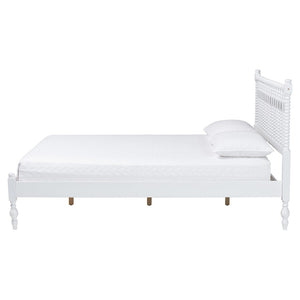 Baxton Studio Baxton Studio Callison Solid Wood Spindle Bed Farmhouse Spoked Headboard No Box Spring White MG0259-White-Queen