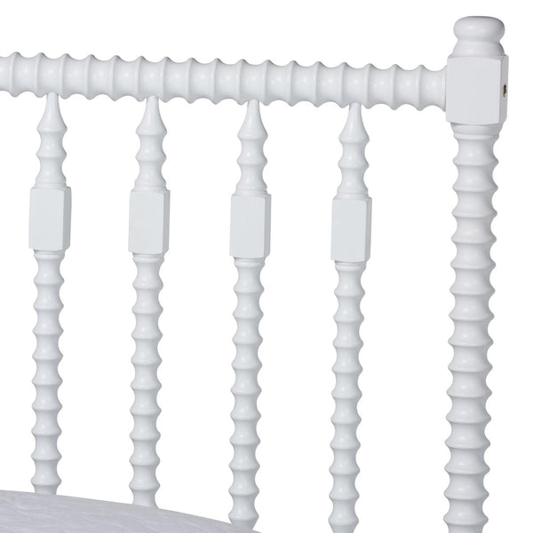 Baxton Studio Baxton Studio Callison Solid Wood Spindle Bed Farmhouse Spoked Headboard No Box Spring White MG0259-White-Queen