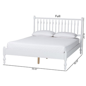 Baxton Studio Baxton Studio Callison Solid Wood Spindle Bed Farmhouse Spoked Headboard No Box Spring White MG0259-White-Queen