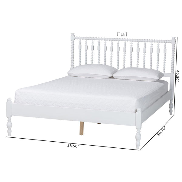 Baxton Studio Baxton Studio Callison Solid Wood Spindle Bed Farmhouse Spoked Headboard No Box Spring White MG0259-White-Queen