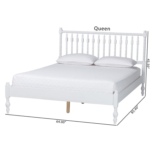 Baxton Studio Baxton Studio Callison Solid Wood Spindle Platform Bed Farmhouse Style No Box Spring White MG0259-White-Full