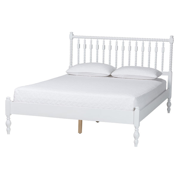 Baxton Studio Baxton Studio Callison Wood Spindle Farmhouse Bedroom Set with Dresser and Nightstands White Funanya-White-Full 4PC Bedroom Set
