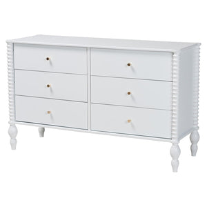 Baxton Studio Baxton Studio Callison Wood Spindle Farmhouse Bedroom Set with Dresser and Nightstands White Funanya-White-Full 4PC Bedroom Set