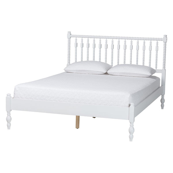 Baxton Studio Baxton Studio Denita Solid Wood Farmhouse Spindle Bedroom Set with Dresser and Nightstands White Shani-White-Queen 4PC Bedroom Set