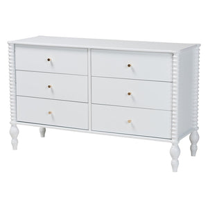 Baxton Studio Baxton Studio Denita Solid Wood Farmhouse Spindle Bedroom Set with Dresser and Nightstands White Shani-White-Queen 4PC Bedroom Set