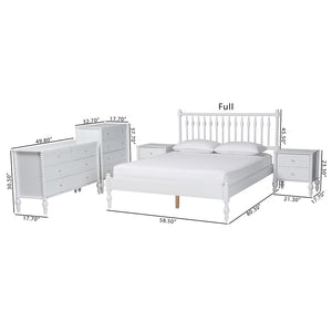 Baxton Studio Baxton Studio Callison Solid Wood Farmhouse Queen Bed Set with Spindle Headboard Storage White Shanika-White-Queen 5PC Bedroom Set