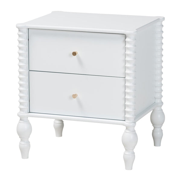 Baxton Studio Baxton Studio Callison Farmhouse Spindle Bedroom Set with Platform Bed and Storage Casegoods White Hadiya-White-Full 5PC Bedroom Set