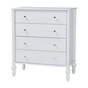Baxton Studio Baxton Studio Callison Farmhouse Spindle Bedroom Set with Platform Bed and Storage Casegoods White Hadiya-White-Full 5PC Bedroom Set