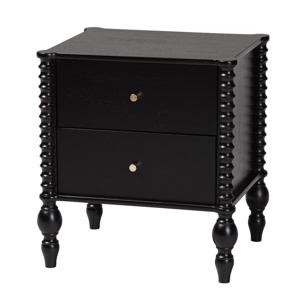 Baxton Studio Baxton Studio Callison Solid Wood 2-drawer Farmhouse Nightstand with Spindle Detail Black MG9020-Black-2DW-NS