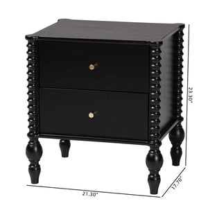 Baxton Studio Baxton Studio Callison Solid Wood 2-drawer Farmhouse Nightstand with Spindle Detail Black MG9020-Black-2DW-NS