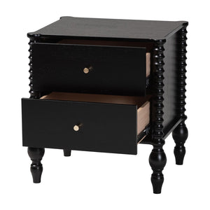Baxton Studio Baxton Studio Callison Solid Wood 2-drawer Farmhouse Nightstand with Spindle Detail Black MG9020-Black-2DW-NS