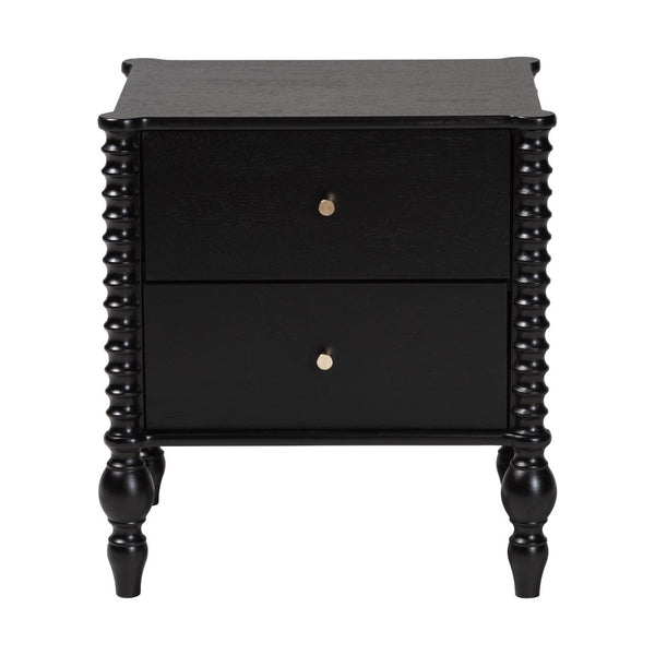 Baxton Studio Baxton Studio Callison Solid Wood 2-drawer Farmhouse Nightstand with Spindle Detail Black MG9020-Black-2DW-NS