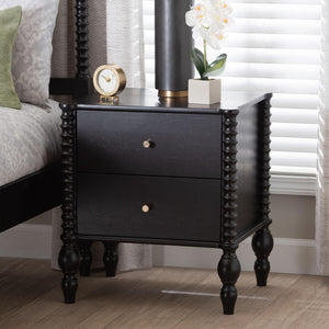 Baxton Studio Baxton Studio Callison Solid Wood 2-drawer Farmhouse Nightstand with Spindle Detail Black MG9020-Black-2DW-NS