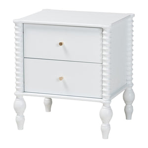 Baxton Studio Baxton Studio Callison Solid Wood 2-drawer Farmhouse Nightstand with Spindle Detail White MG9020-White-2DW-NS
